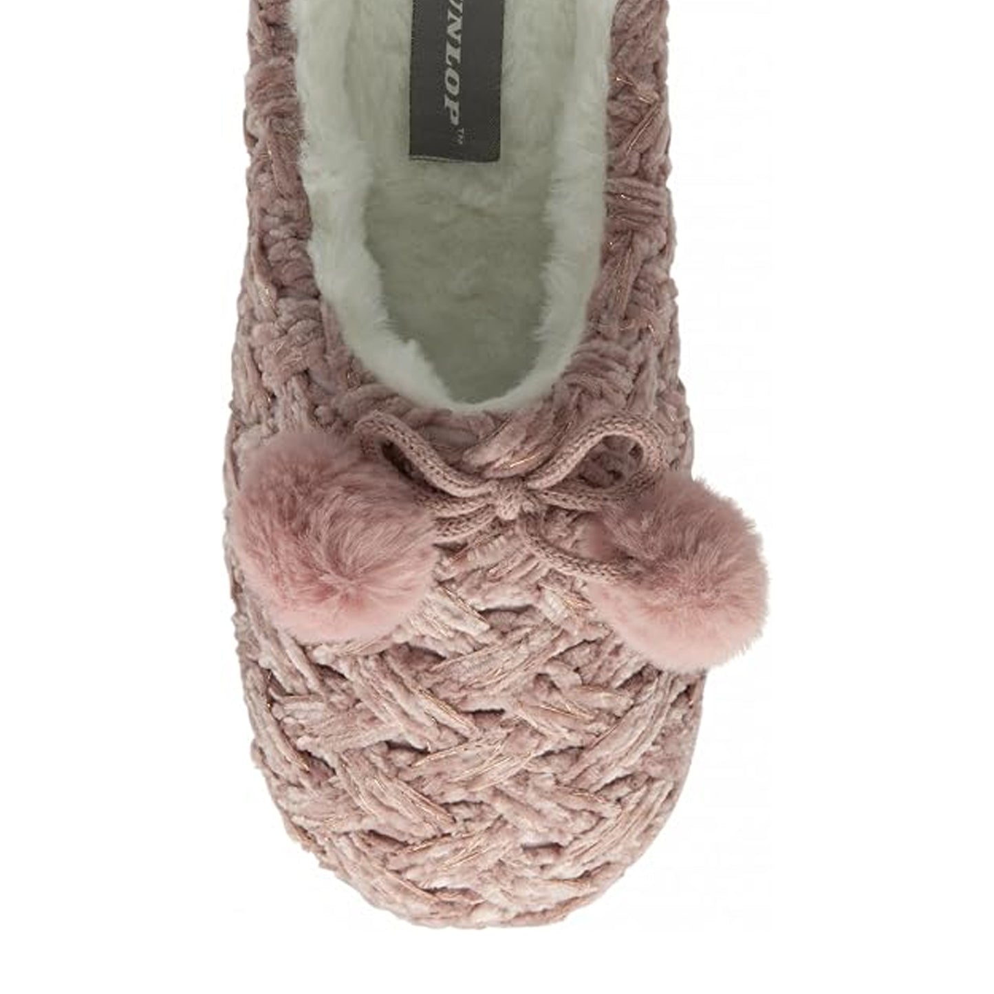 Pink - Side - Dunlop Womens-Ladies Textured Knit Mule Slippers