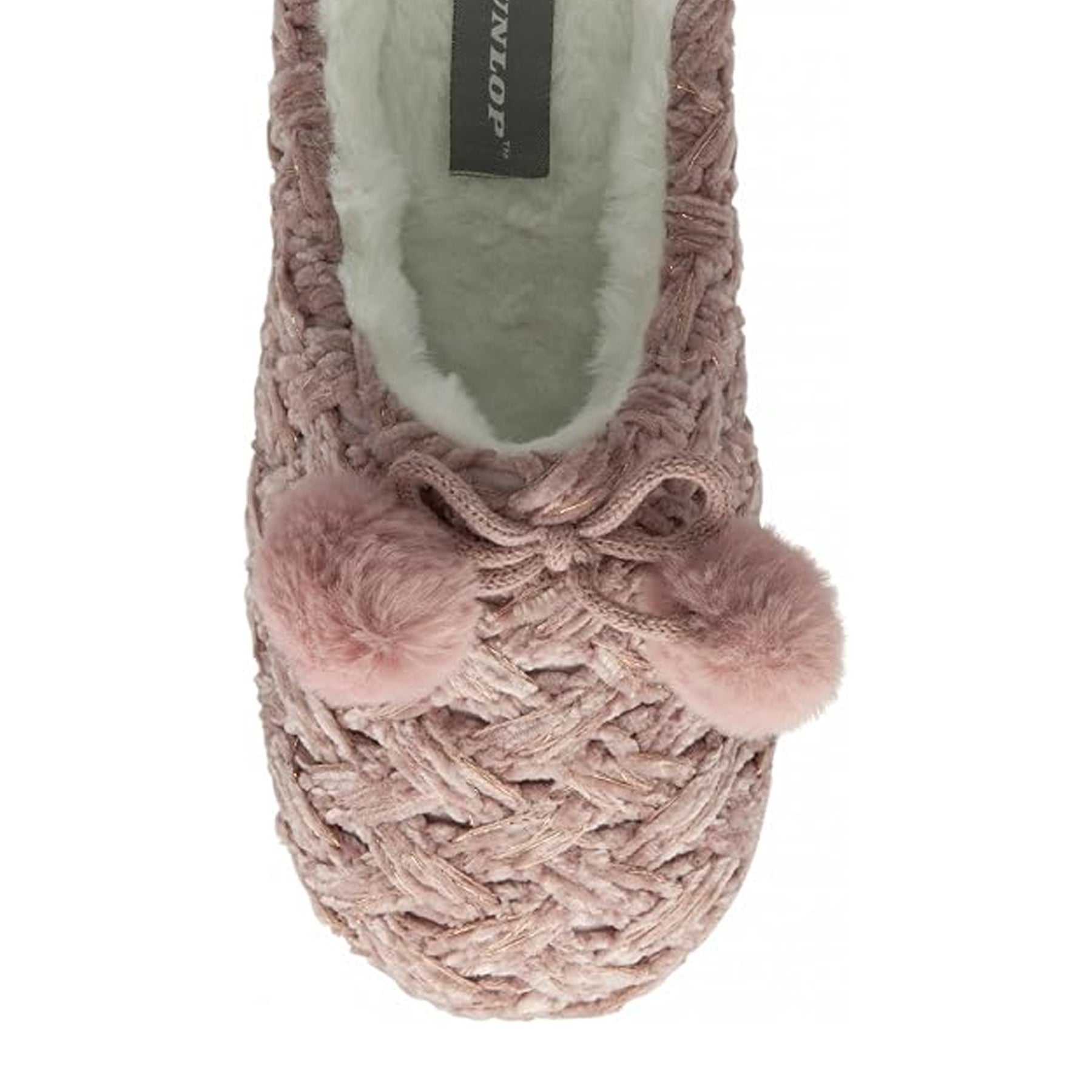 Pink - Side - Dunlop Womens-Ladies Textured Knit Mule Slippers