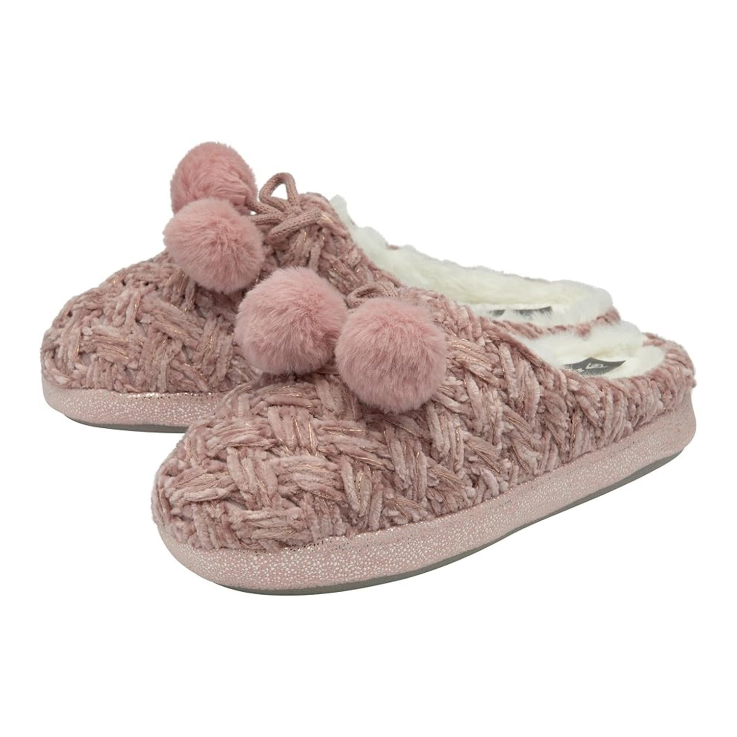 Pink - Lifestyle - Dunlop Womens-Ladies Textured Knit Mule Slippers