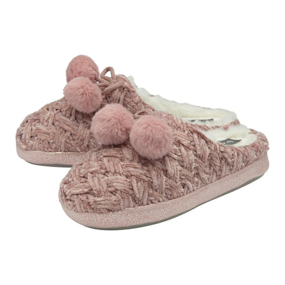 Pink - Lifestyle - Dunlop Womens-Ladies Textured Knit Mule Slippers