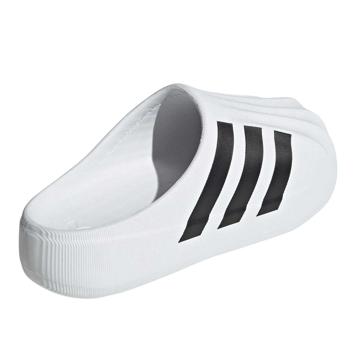 White - Back - Adidas Childrens-Kids 3 Stripes Backless Mule Slippers