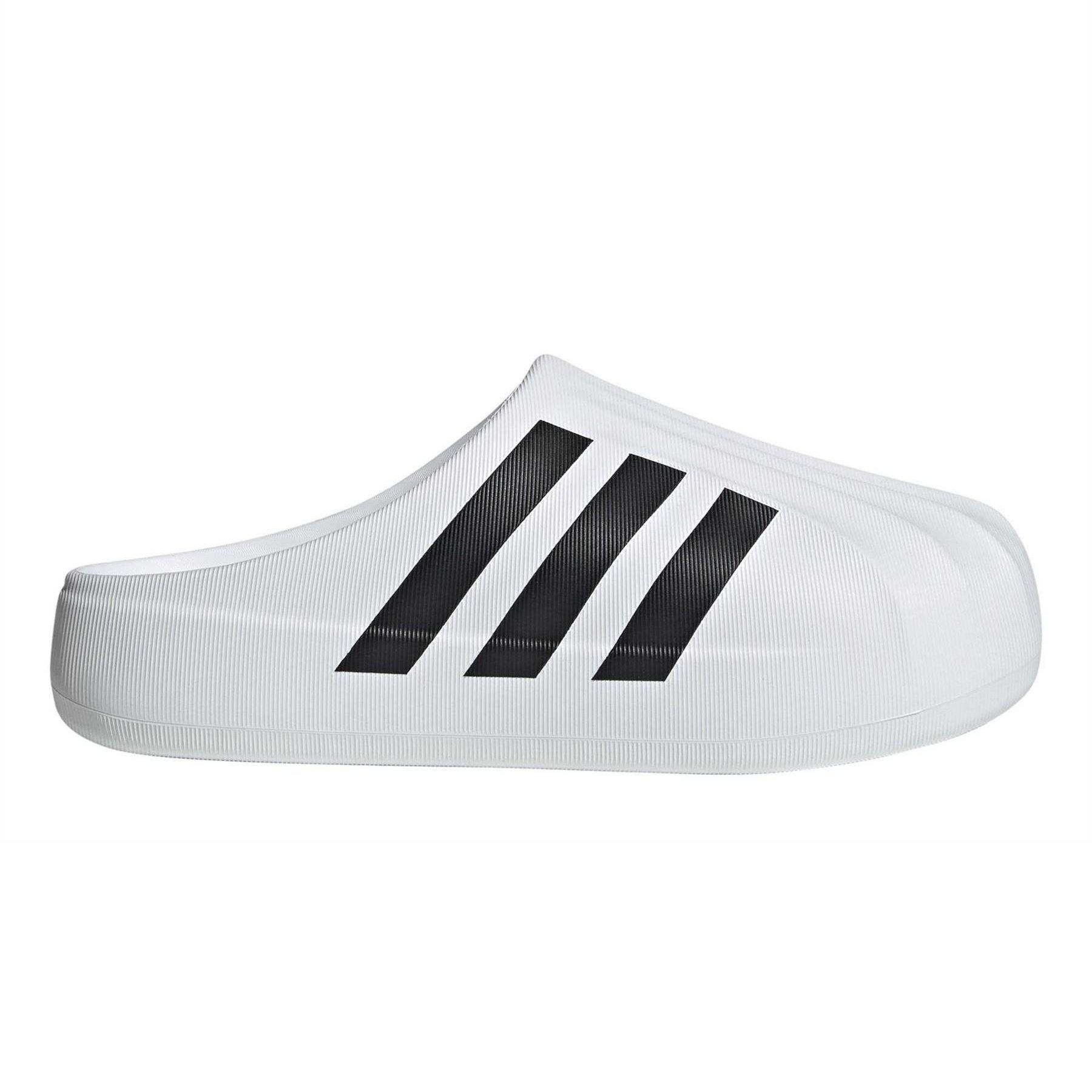 White - Lifestyle - Adidas Childrens-Kids 3 Stripes Backless Mule Slippers