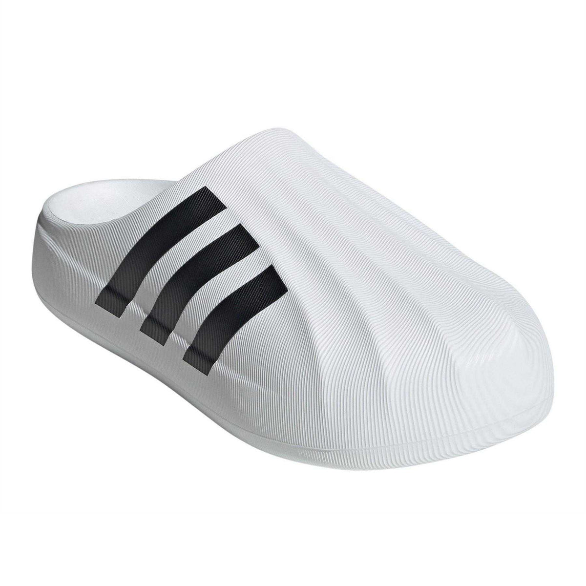 White - Front - Adidas Childrens-Kids 3 Stripes Backless Mule Slippers