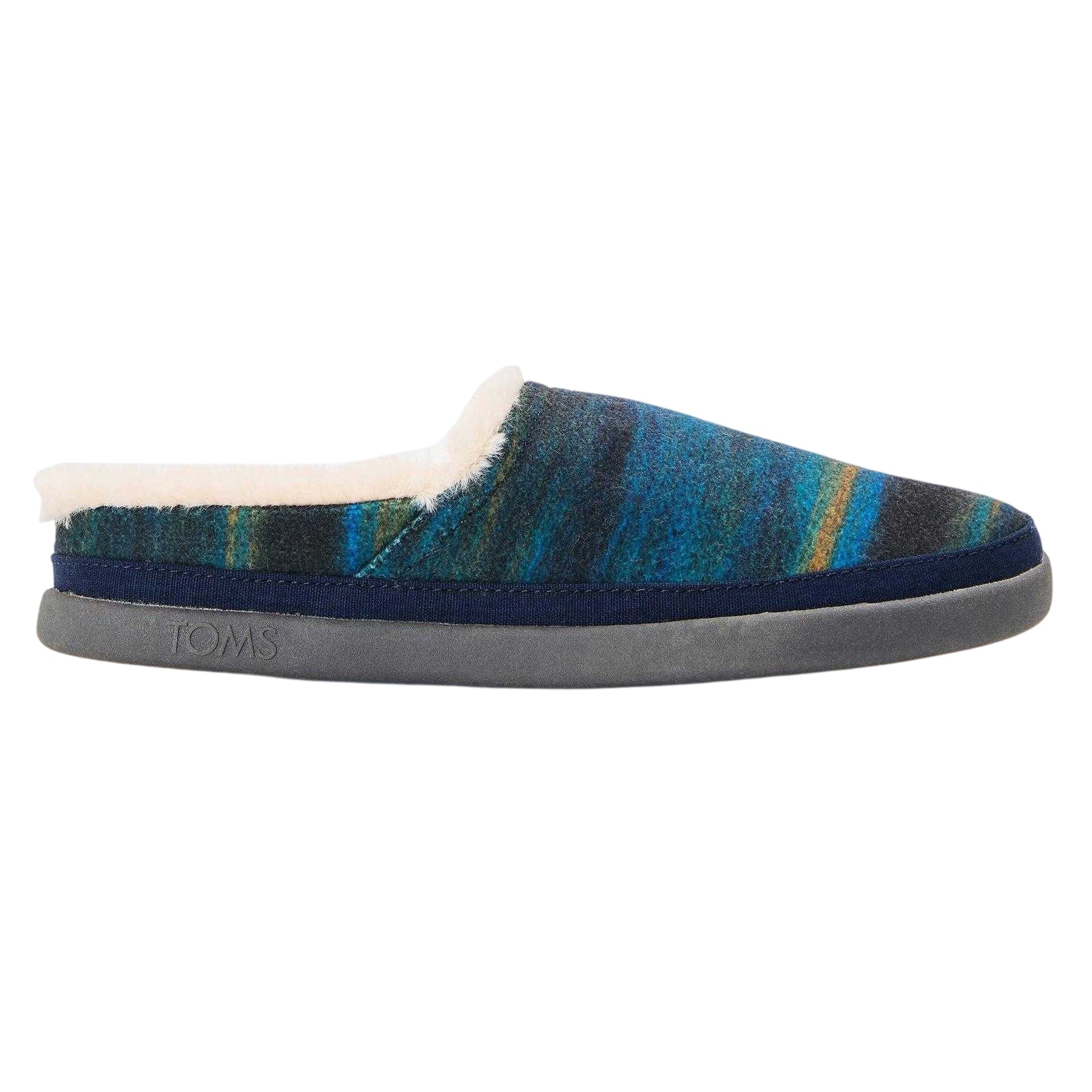 Blue - Front - Toms Womens-Ladies Faux Shearling Flat Slippers