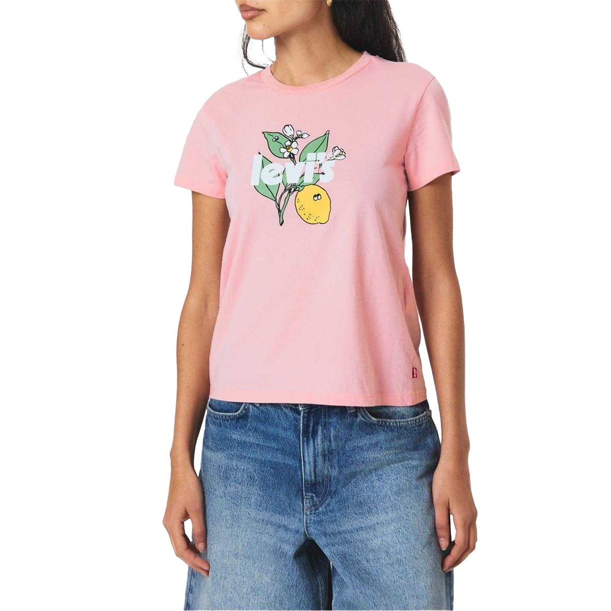 Lemon Pink-Rose Pink - Front - Levis Womens-Ladies Graphic Print T-Shirt