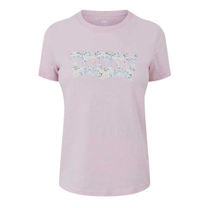 Pink - Front - Levis Womens-Ladies Graphic Print T-Shirt