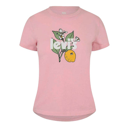 Lemon Pink-Rose Pink - Side - Levis Womens-Ladies Graphic Print T-Shirt