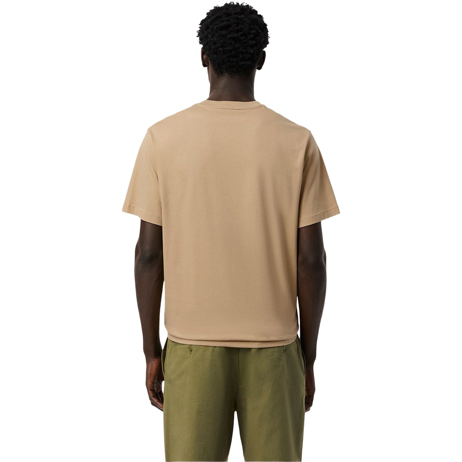 Beige - Back - Lacoste Mens Embroidered Logo T-Shirt