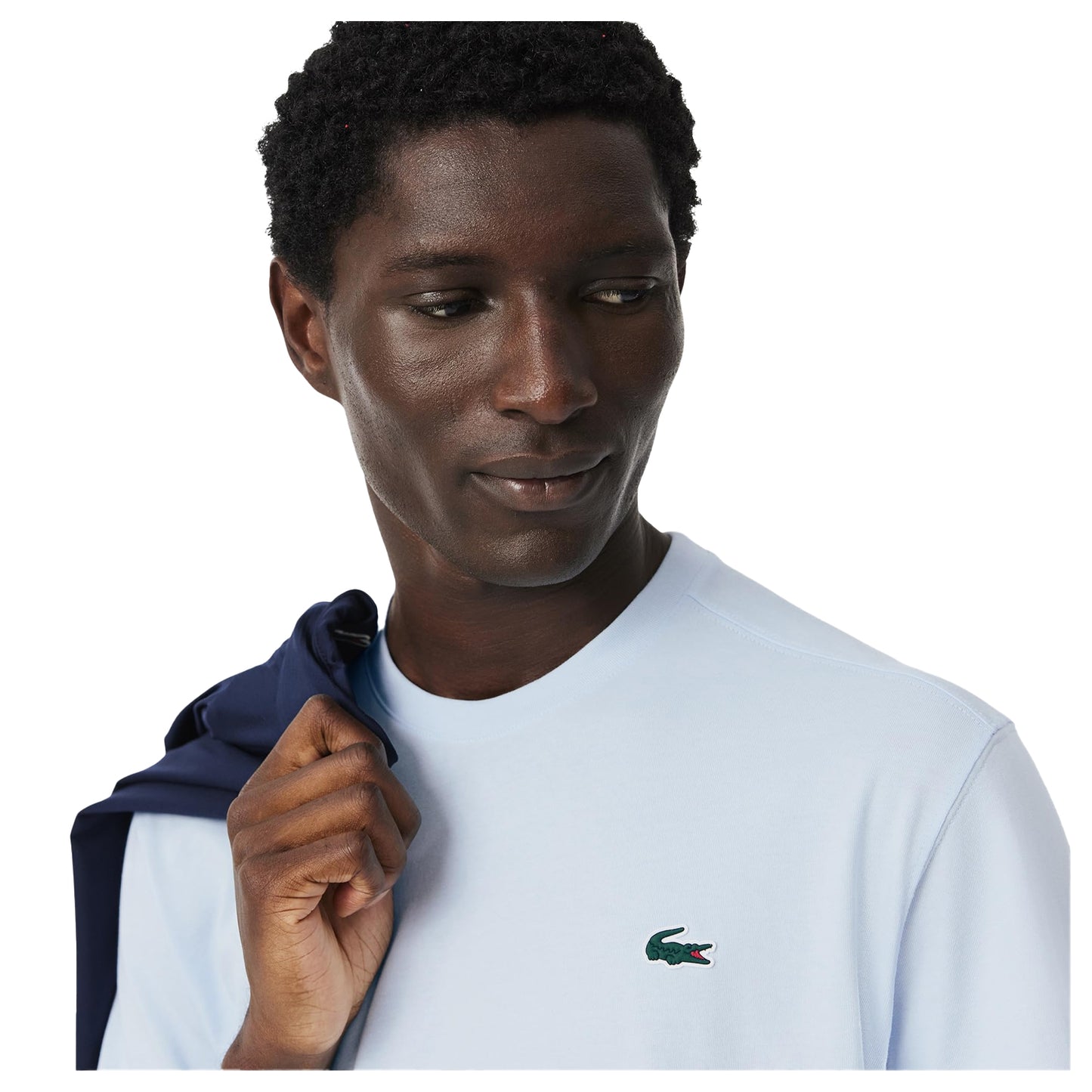 Blue - Side - Lacoste Mens Embroidered Logo T-Shirt