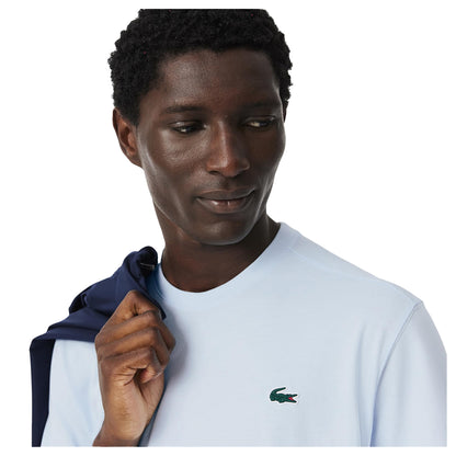 Blue - Side - Lacoste Mens Embroidered Logo T-Shirt