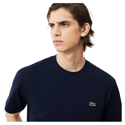 Navy - Side - Lacoste Mens Embroidered Logo T-Shirt
