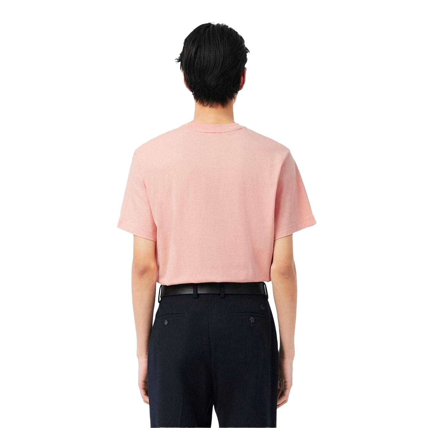 Pink - Back - Lacoste Mens Embroidered Logo T-Shirt