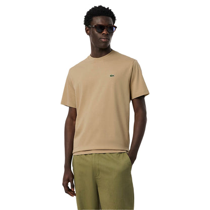 Beige - Lifestyle - Lacoste Mens Embroidered Logo T-Shirt