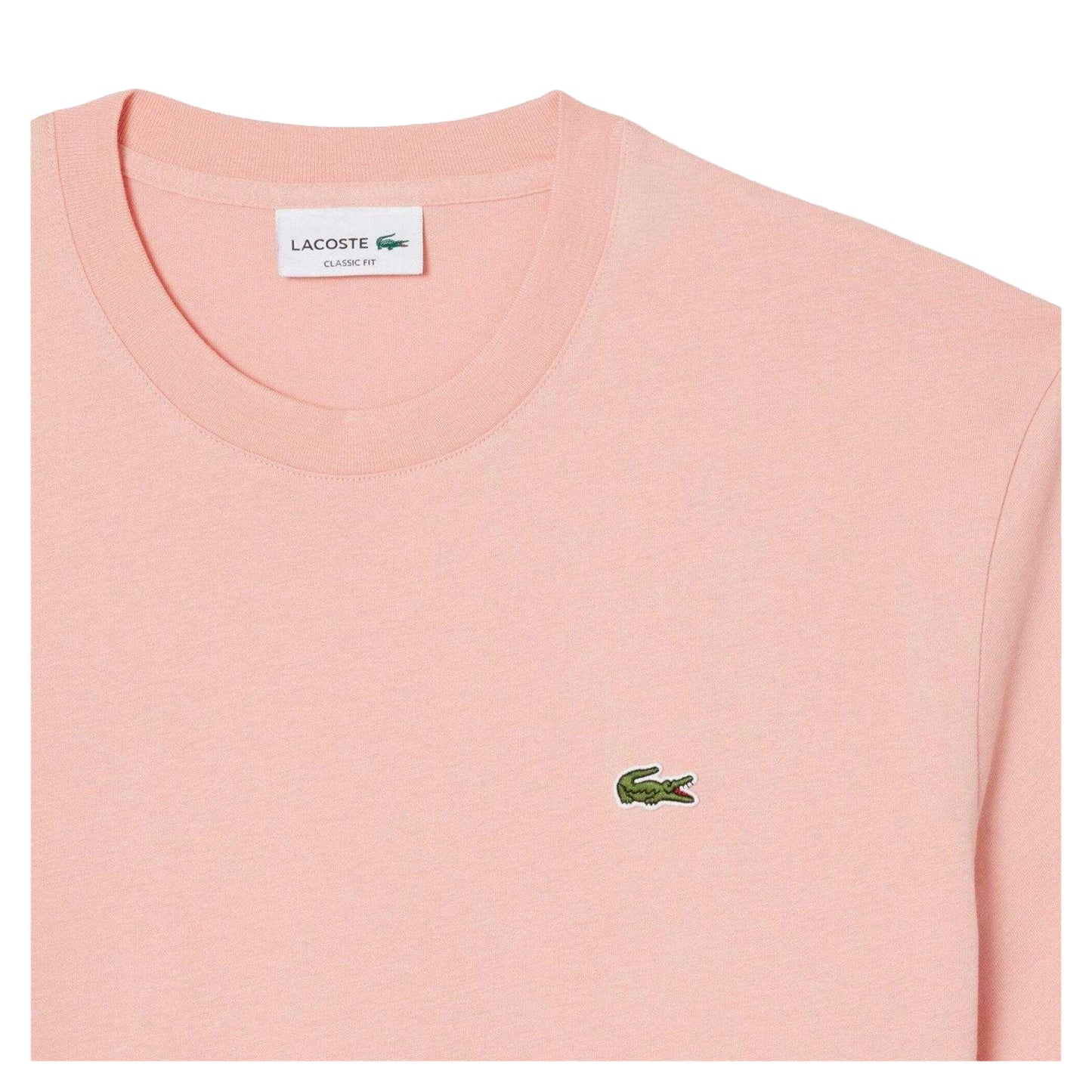 Pink - Side - Lacoste Mens Embroidered Logo T-Shirt