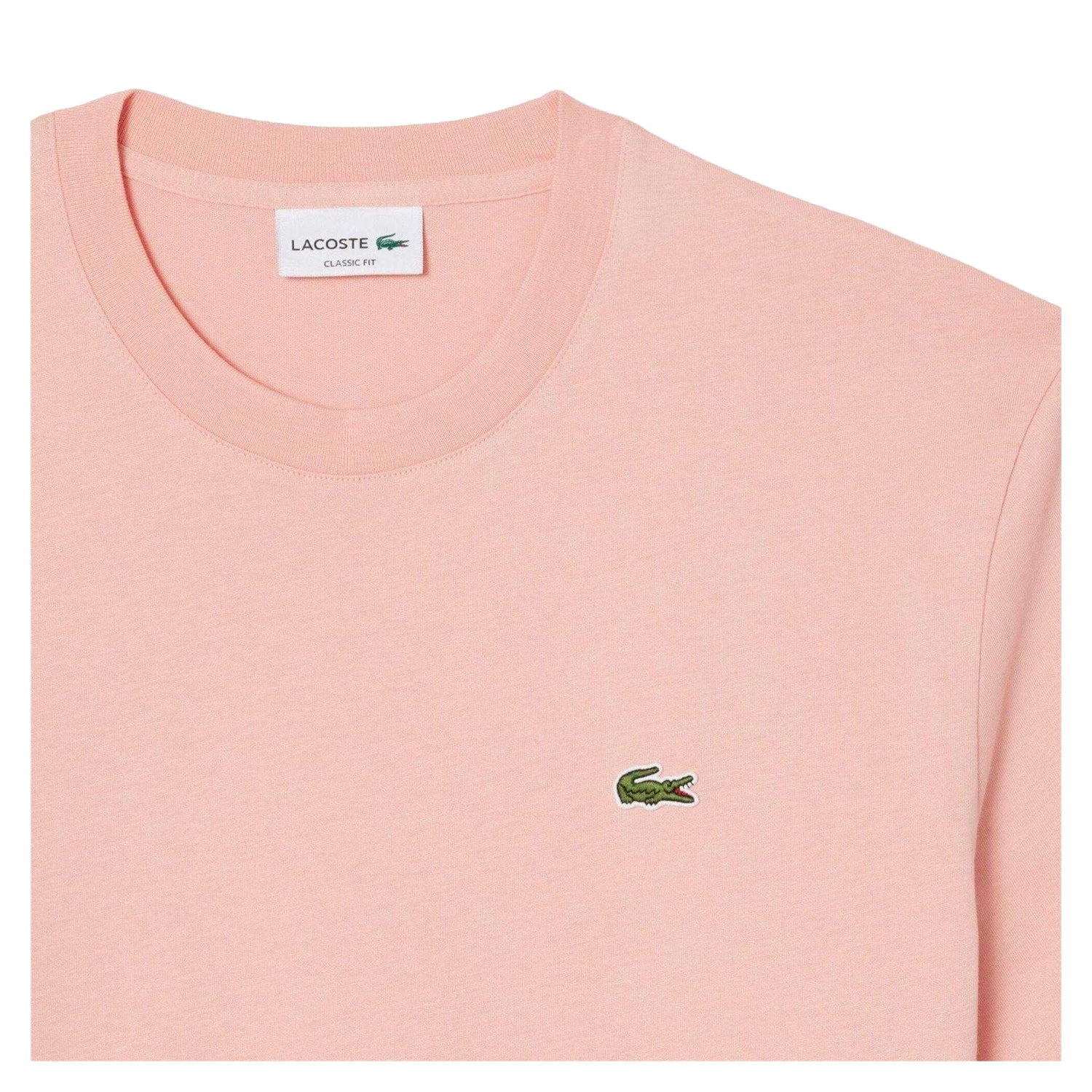 Pink - Side - Lacoste Mens Embroidered Logo T-Shirt