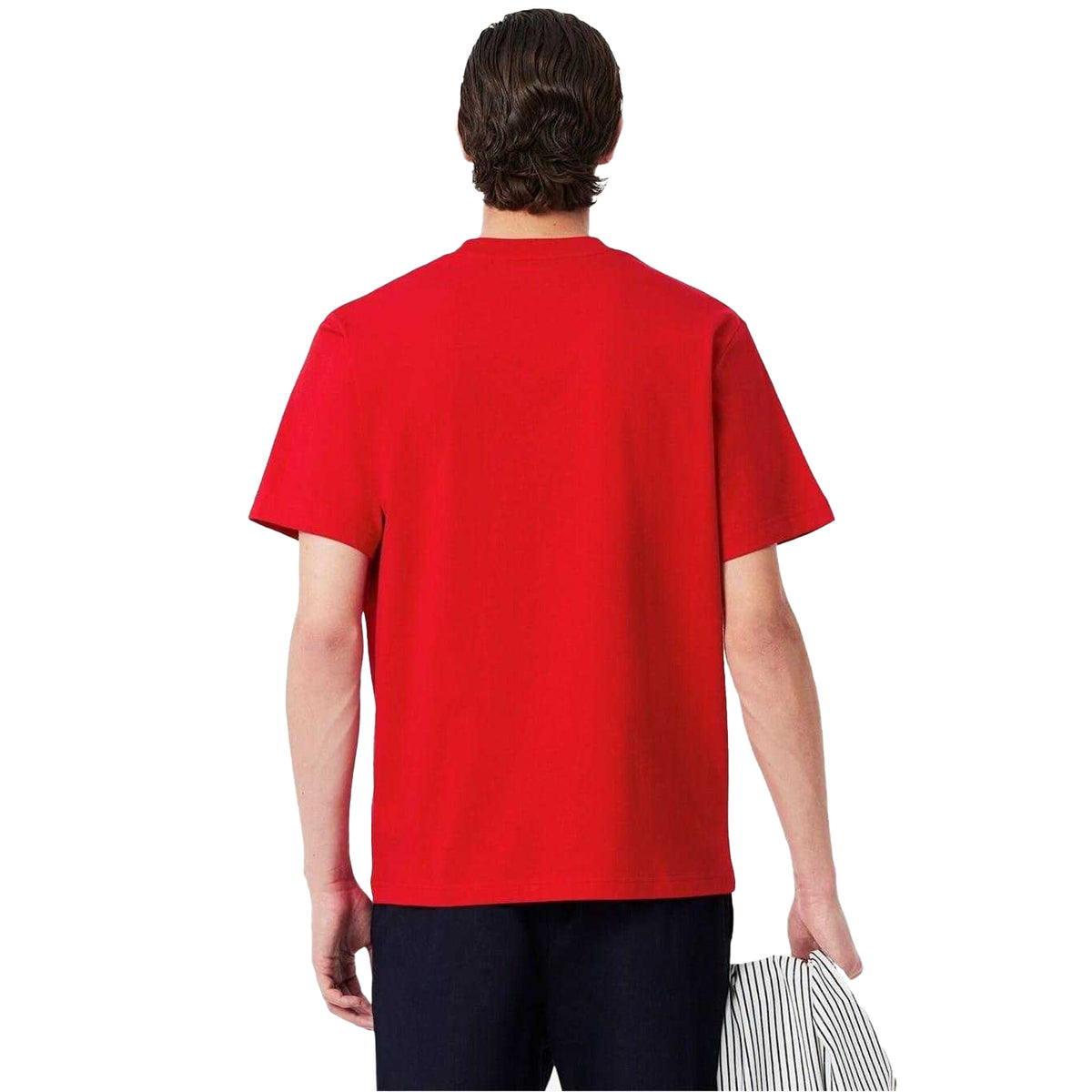 Red - Back - Lacoste Mens Embroidered Logo T-Shirt