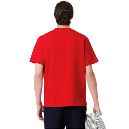Red - Back - Lacoste Mens Embroidered Logo T-Shirt