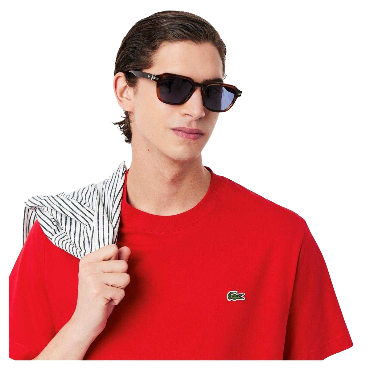 Red - Side - Lacoste Mens Embroidered Logo T-Shirt