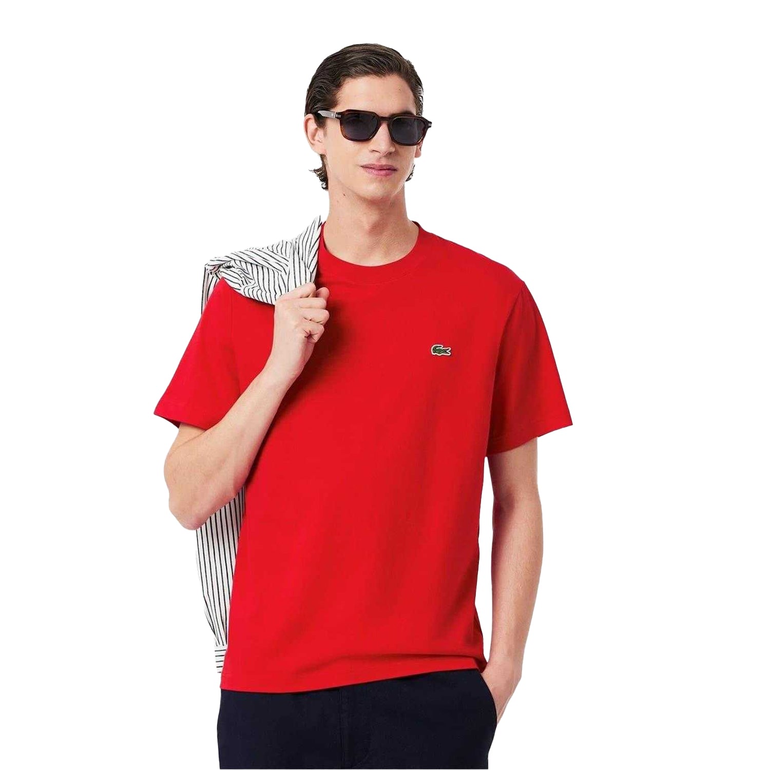 Red - Lifestyle - Lacoste Mens Embroidered Logo T-Shirt