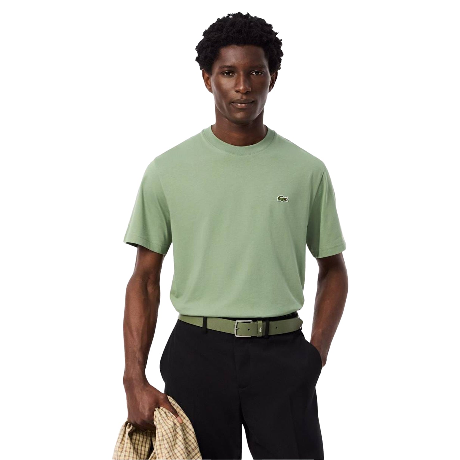 Thyme Green - Lifestyle - Lacoste Mens Embroidered Logo T-Shirt