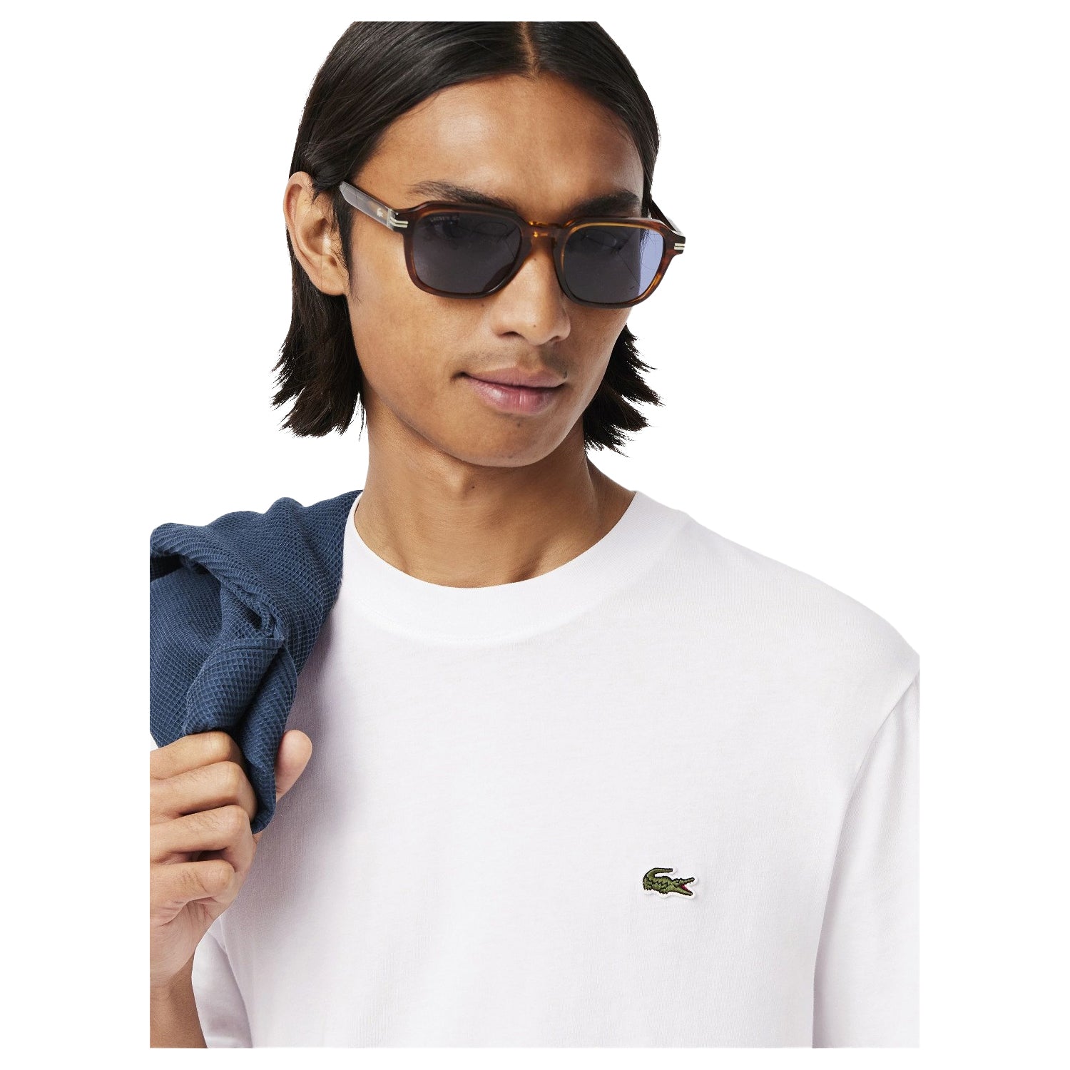 White - Side - Lacoste Mens Embroidered Logo T-Shirt