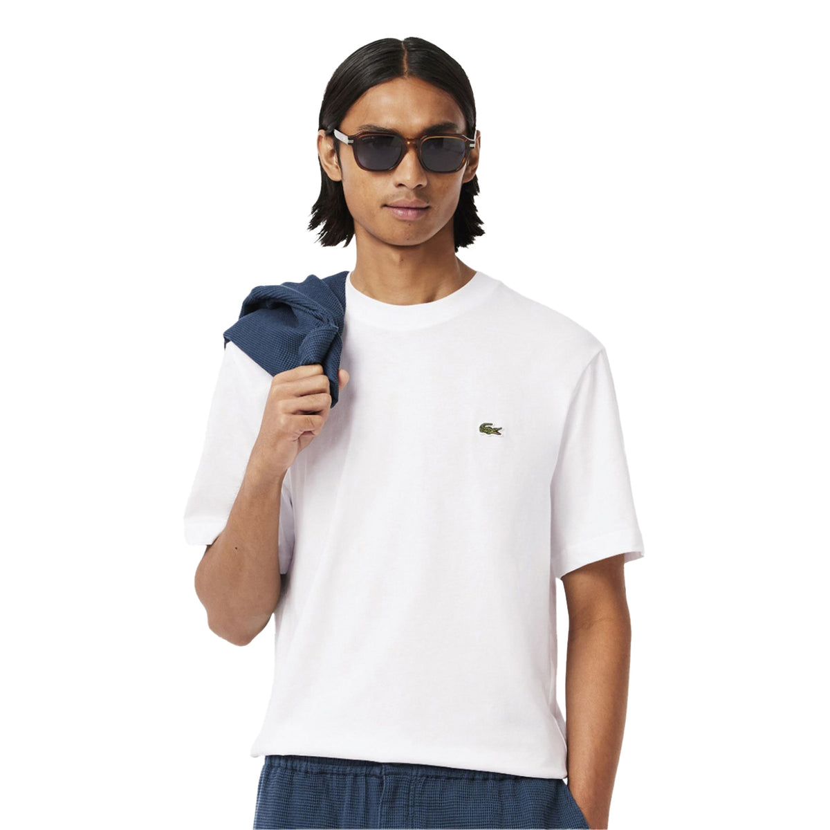 White - Lifestyle - Lacoste Mens Embroidered Logo T-Shirt
