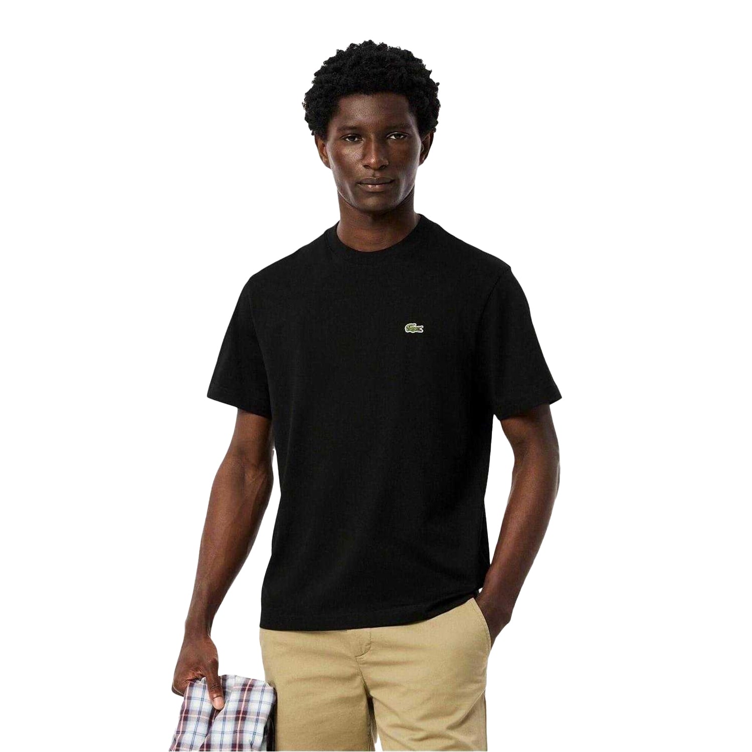 Black - Back - Lacoste Mens Embroidered Logo T-Shirt
