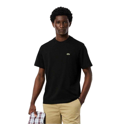 Black - Back - Lacoste Mens Embroidered Logo T-Shirt