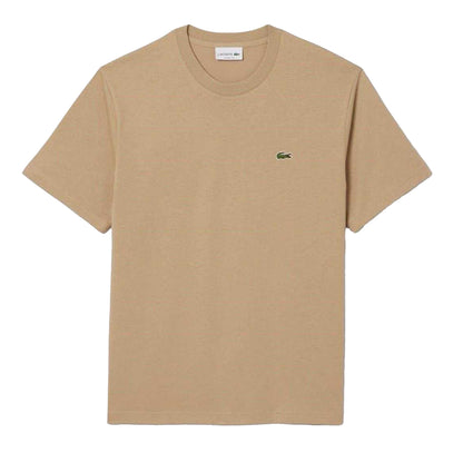 Beige - Front - Lacoste Mens Embroidered Logo T-Shirt