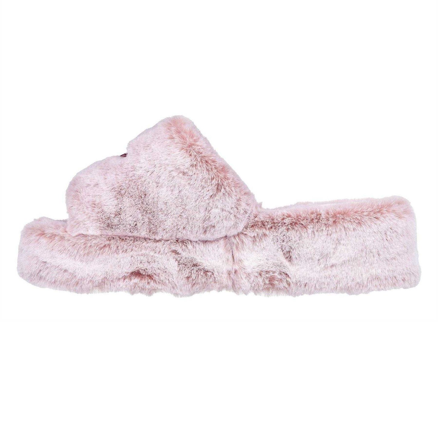Blush - Back - Skechers Womens-Ladies Cozy Faux Fur Wedge Slippers