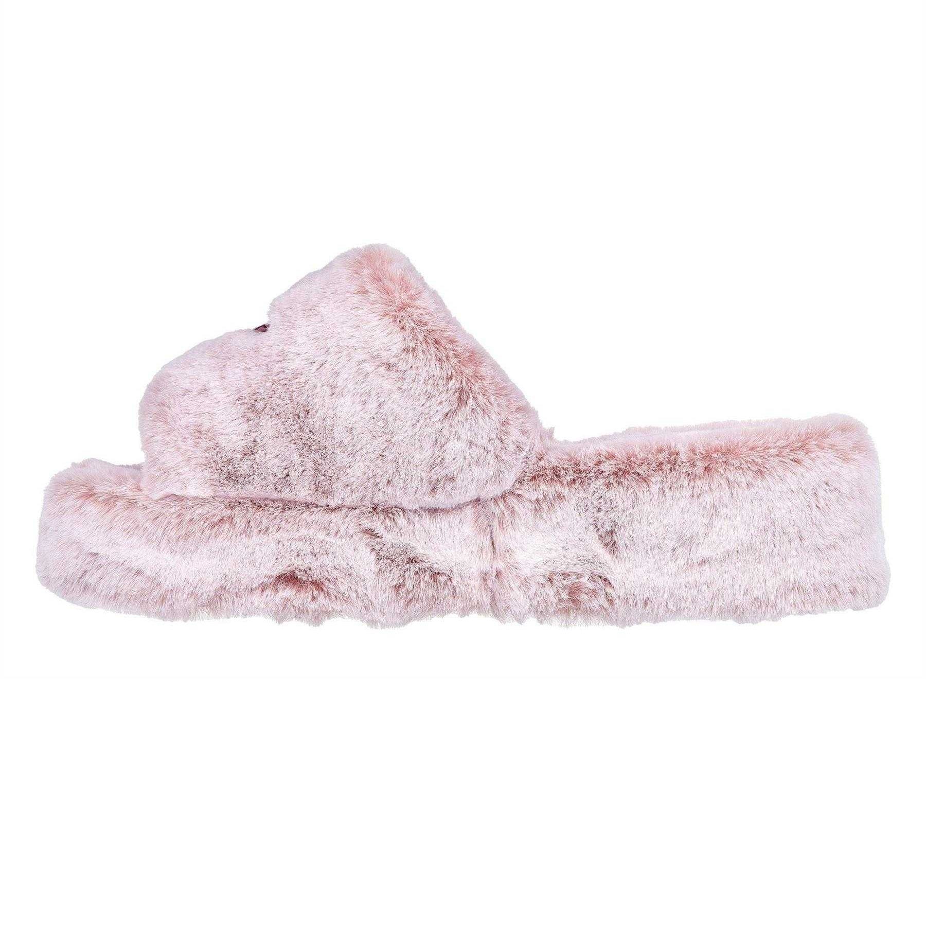Blush - Back - Skechers Womens-Ladies Cozy Faux Fur Wedge Slippers