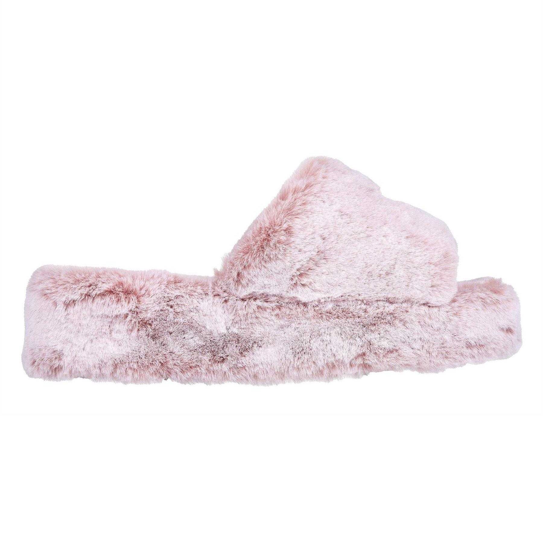 Blush - Side - Skechers Womens-Ladies Cozy Faux Fur Wedge Slippers