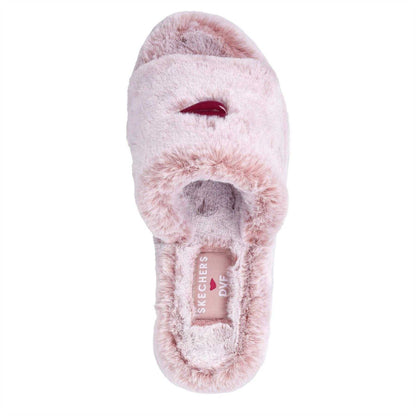 Blush - Lifestyle - Skechers Womens-Ladies Cozy Faux Fur Wedge Slippers