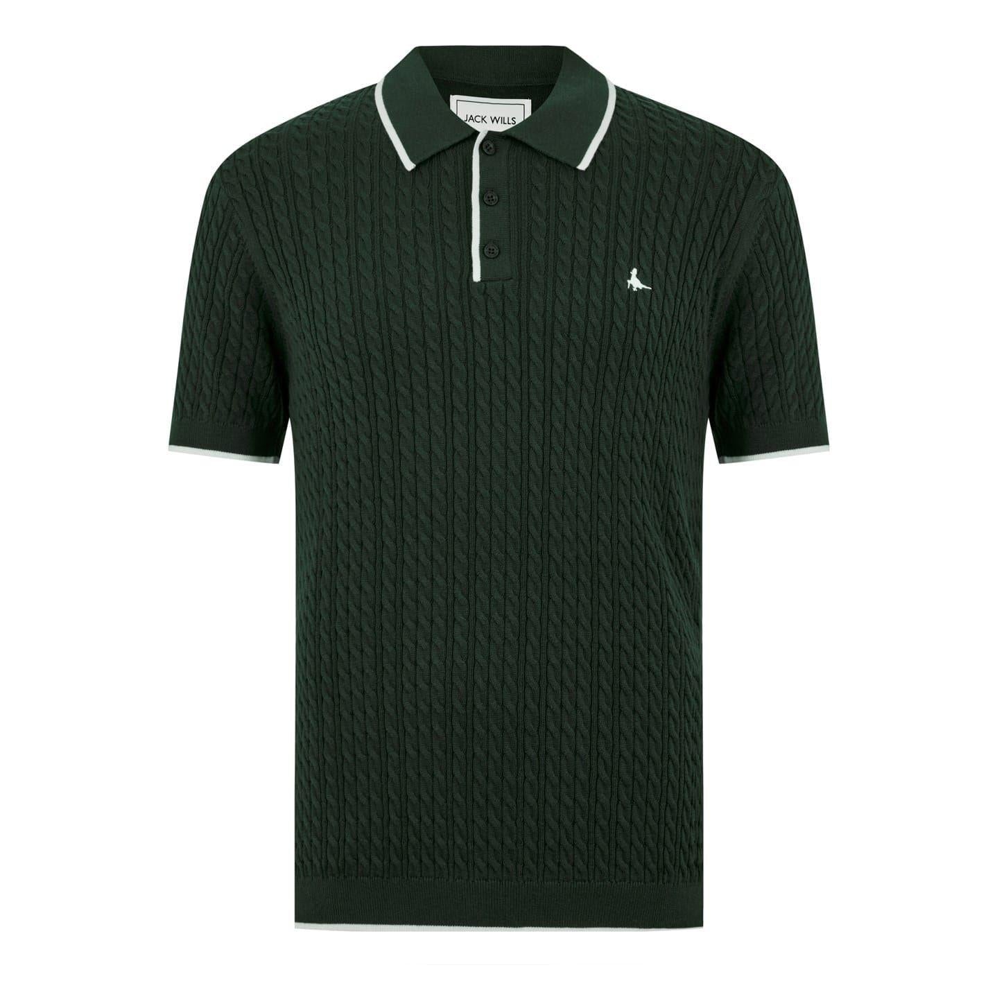 Evergreen - Front - Jack Wills Mens Braided Regular Short-Sleeved Polo Shirt