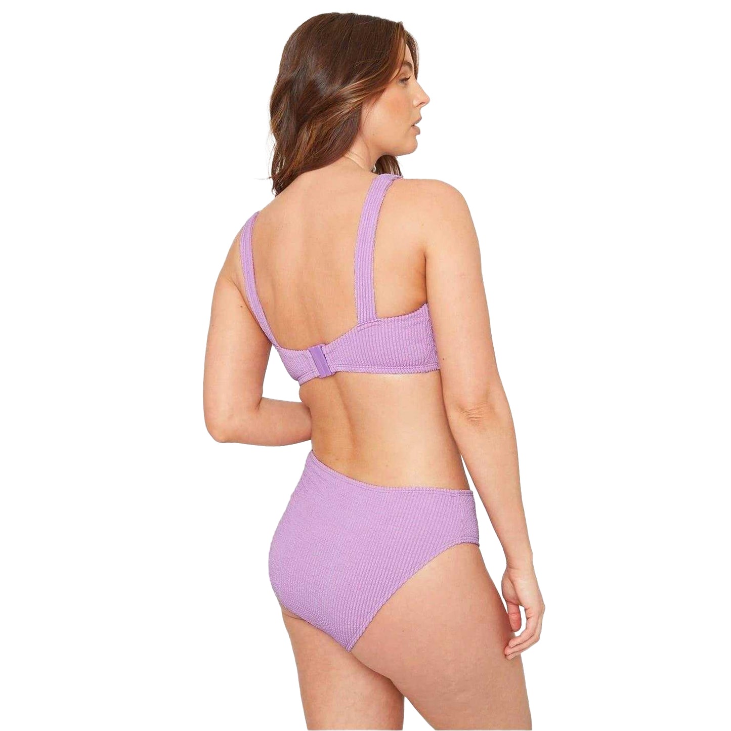 Lilac - Back - Be You Womens-Ladies Textured Square Neck Bikini Top