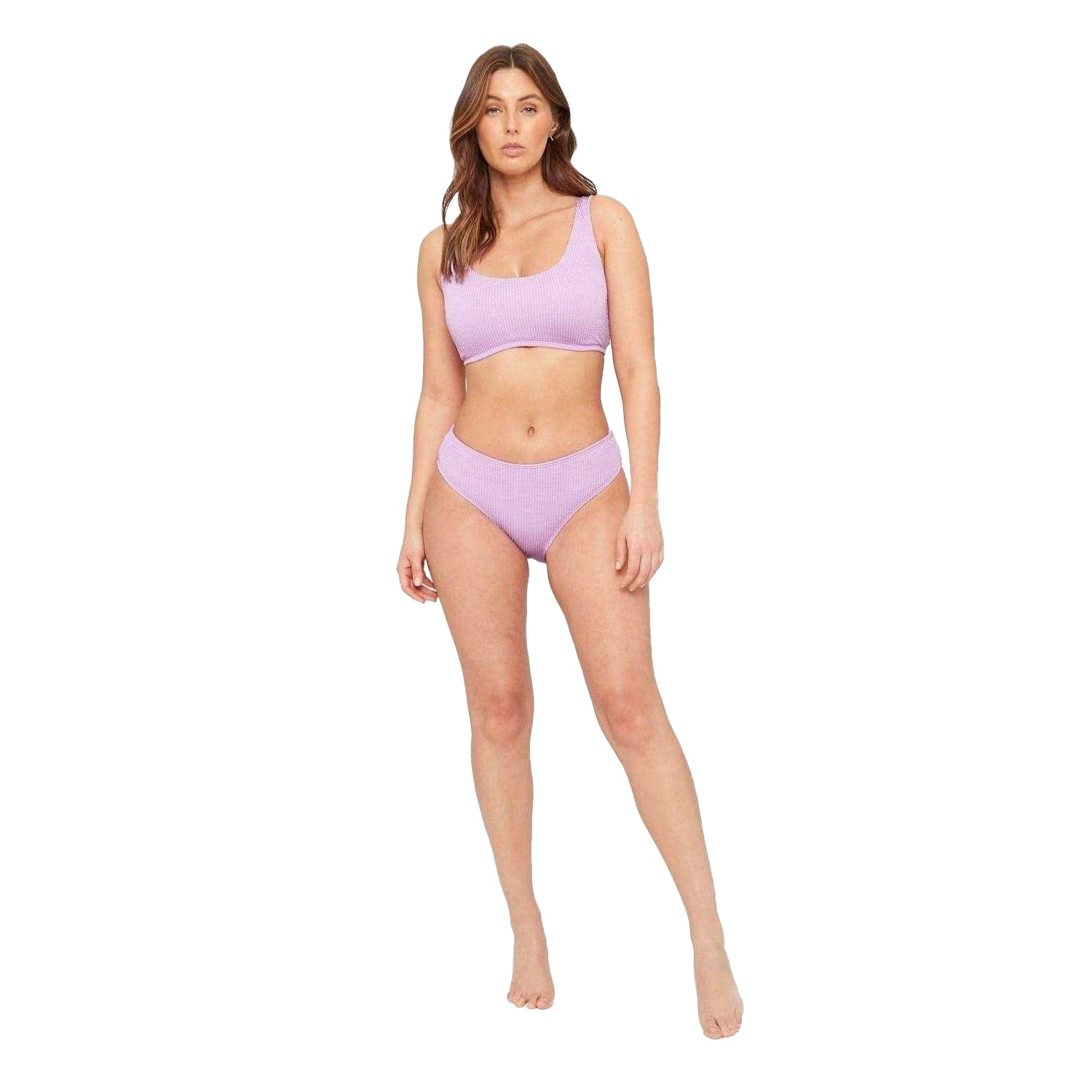Lilac - Lifestyle - Be You Womens-Ladies Textured Square Neck Bikini Top
