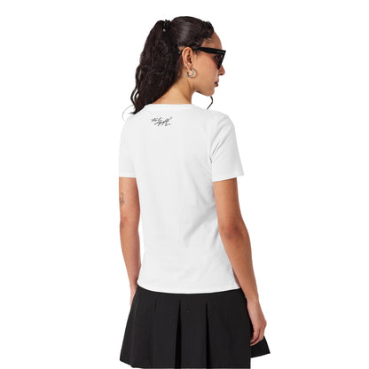 White - Lifestyle - Karl Lagerfeld Womens-Ladies Logo Sequins T-Shirt