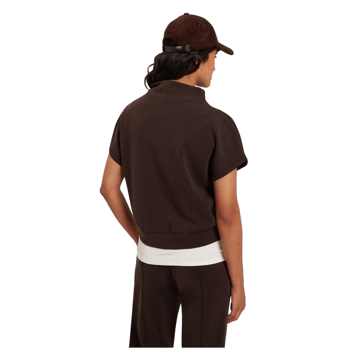 Dark Brown - Back - Ted Baker Womens-Ladies Plain Boxy Sleeveless T-Shirt