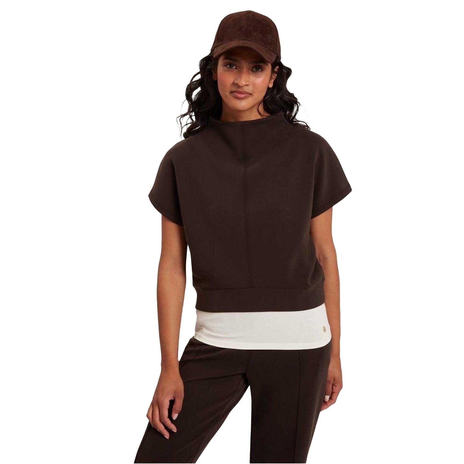 Dark Brown - Side - Ted Baker Womens-Ladies Plain Boxy Sleeveless T-Shirt