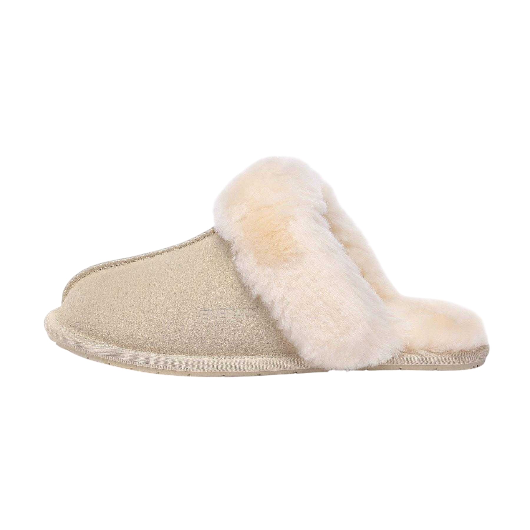 Sand - Side - EverAu Womens-Ladies Suede Slippers