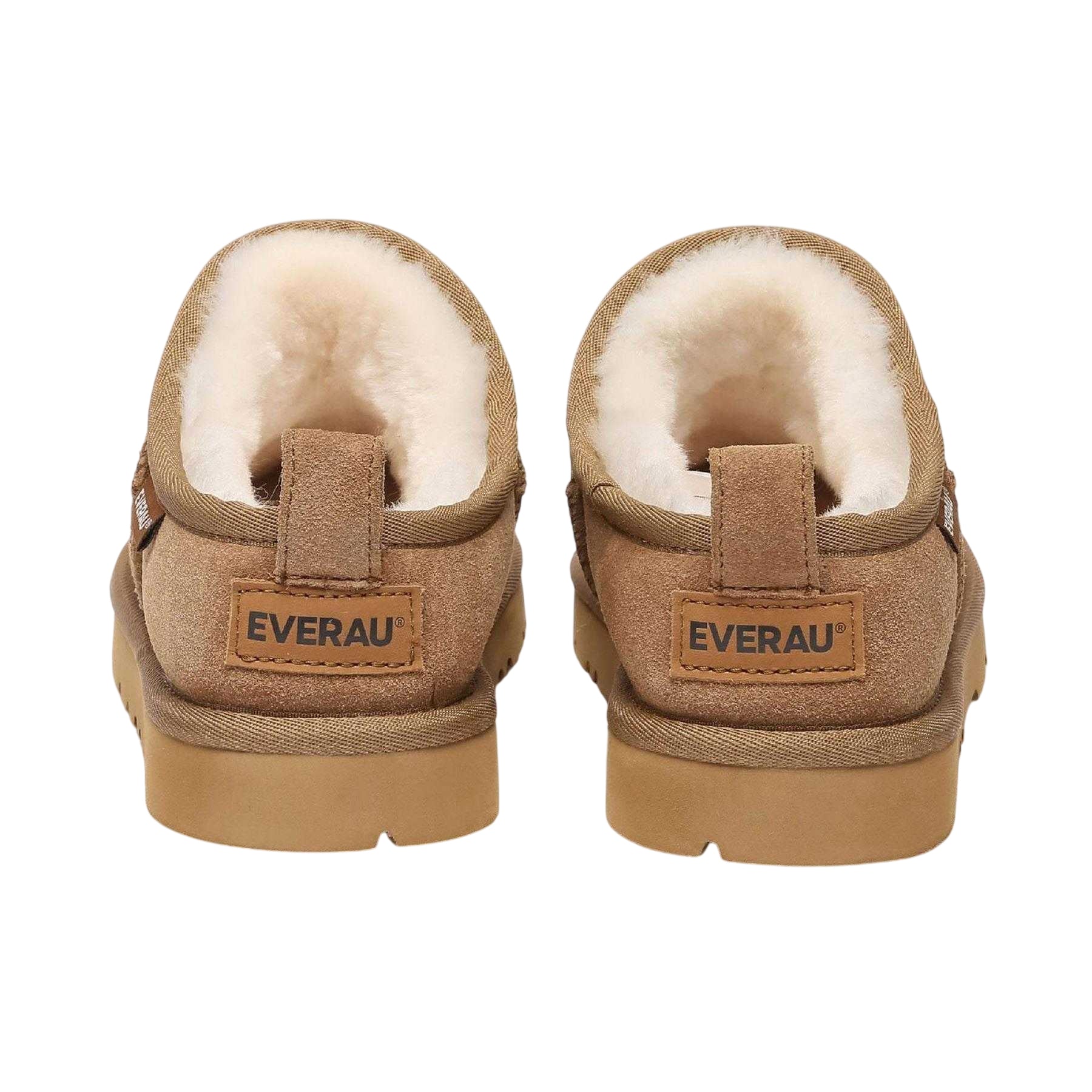 Chestnut - Back - EverAu Womens-Ladies Suede Flat Slipper Boots