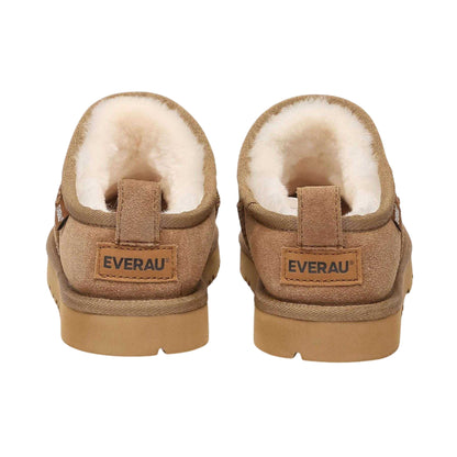 Chestnut - Back - EverAu Womens-Ladies Suede Flat Slipper Boots