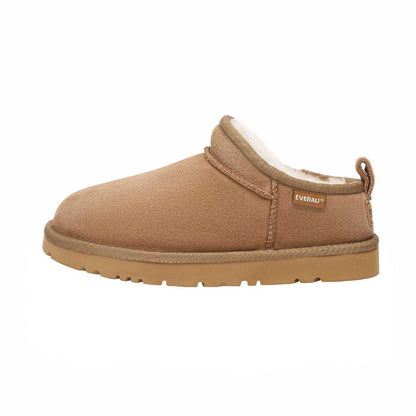 Chestnut - Side - EverAu Womens-Ladies Suede Flat Slipper Boots