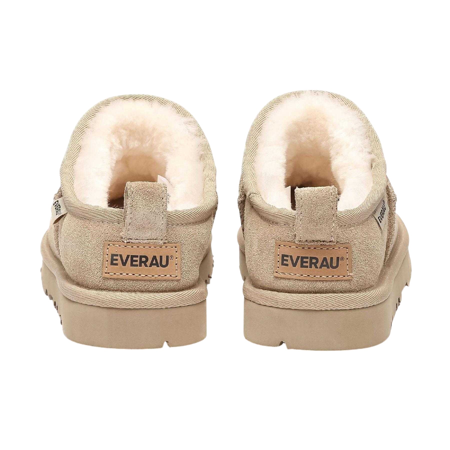 Sand - Back - EverAu Womens-Ladies Suede Flat Slipper Boots