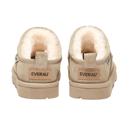 Sand - Back - EverAu Womens-Ladies Suede Flat Slipper Boots