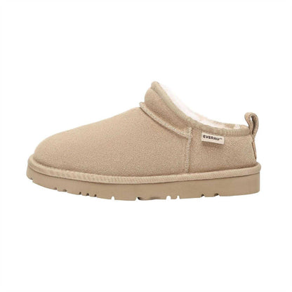 Sand - Side - EverAu Womens-Ladies Suede Flat Slipper Boots
