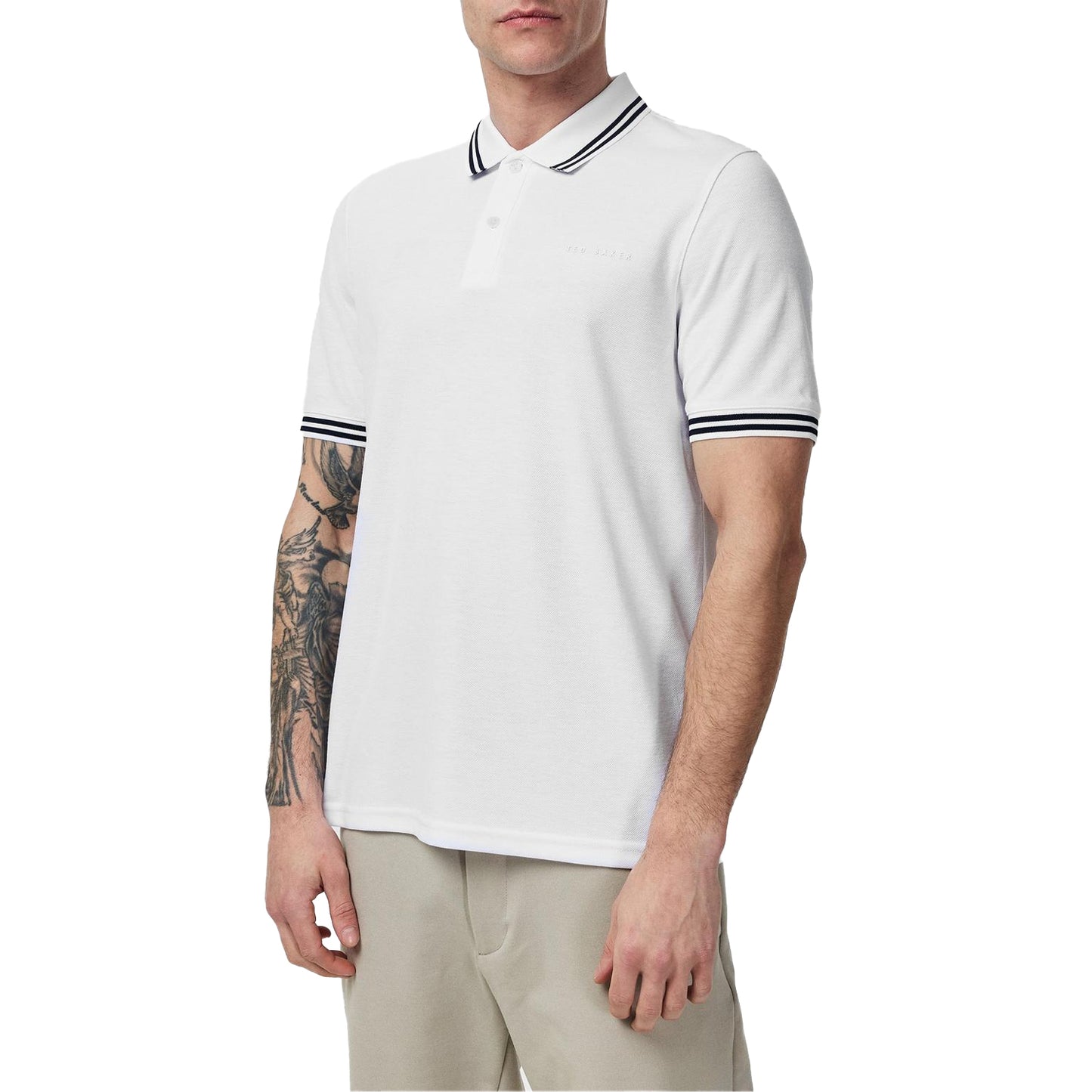 White - Side - Ted Baker Mens Regular Short-Sleeved Polo Shirt
