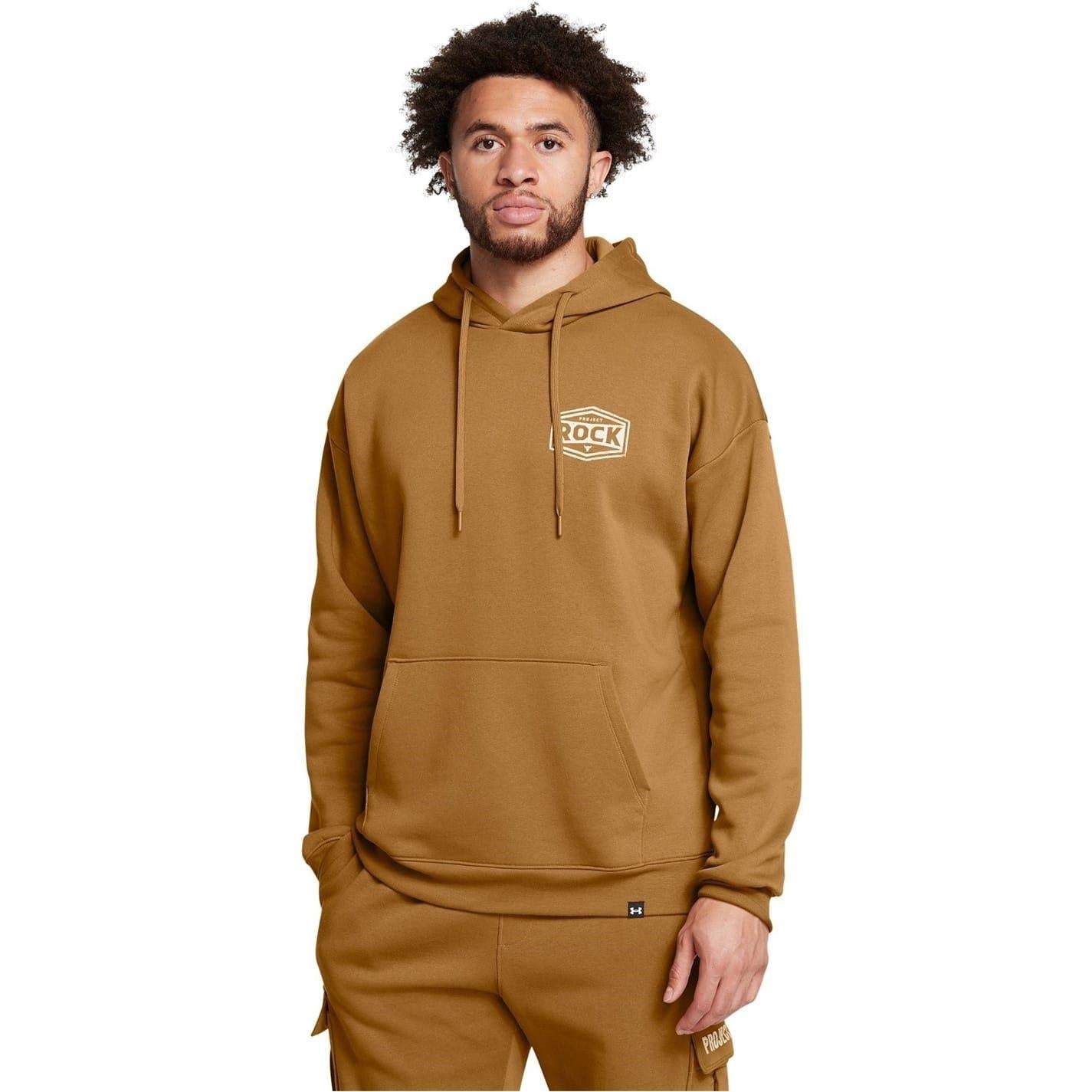 Yellow - Side - Under Armour Mens Genie Graphic Print Fleece Long-Sleeved Hoodie