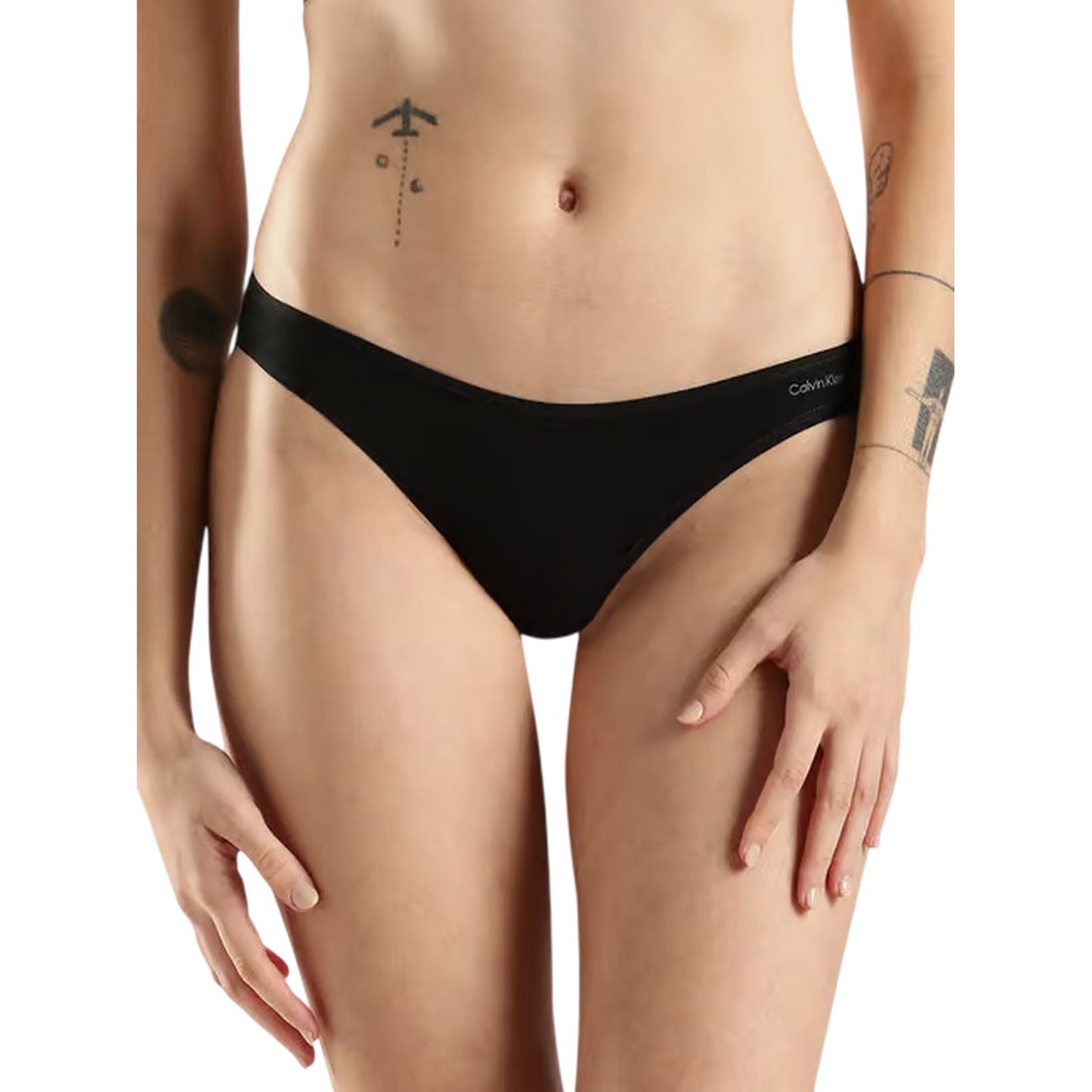 Black - Side - Calvin Klein Womens-Ladies Sheer Bikini Bottoms