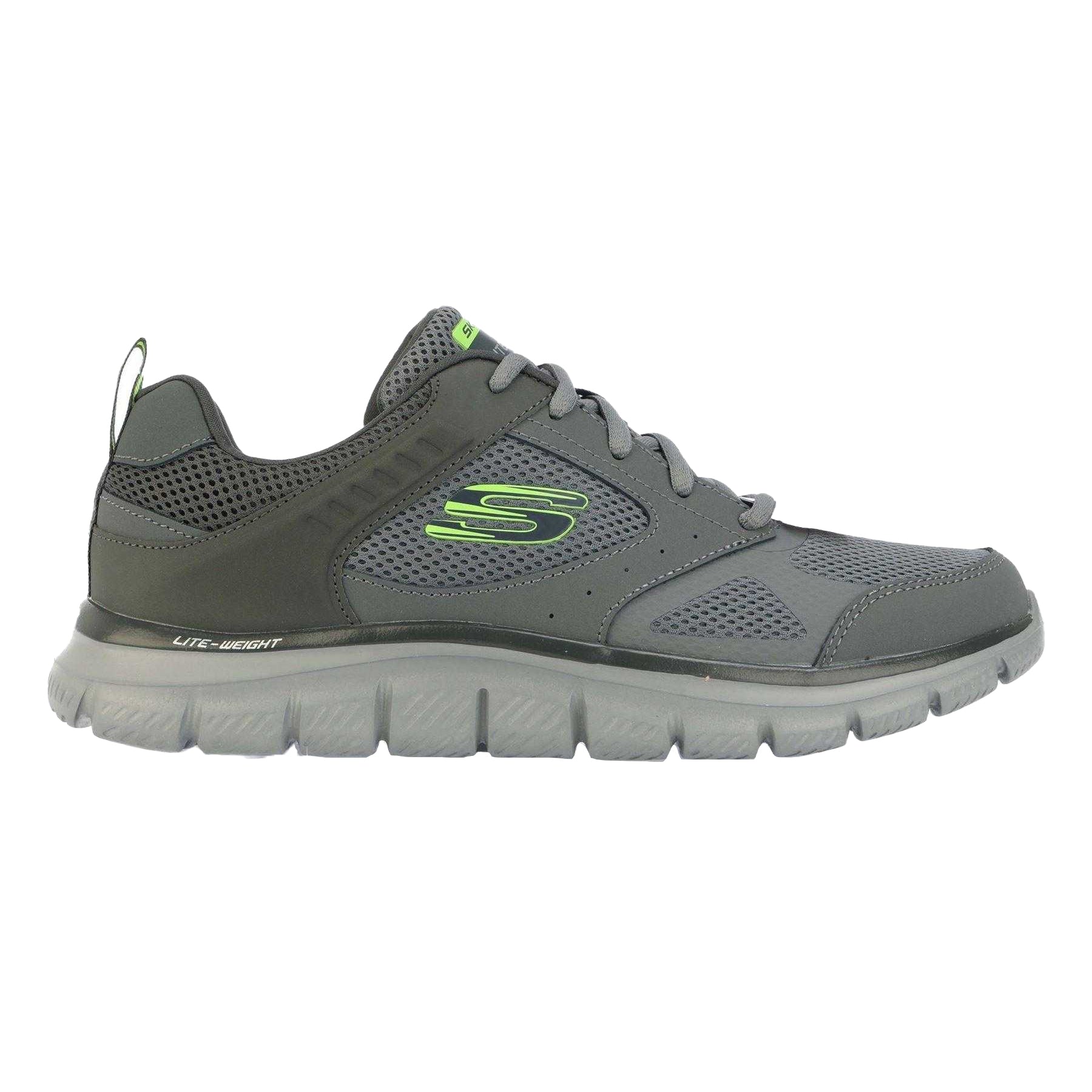 Charcoal - Side - Skechers Mens Track Syntac Leather Trainers